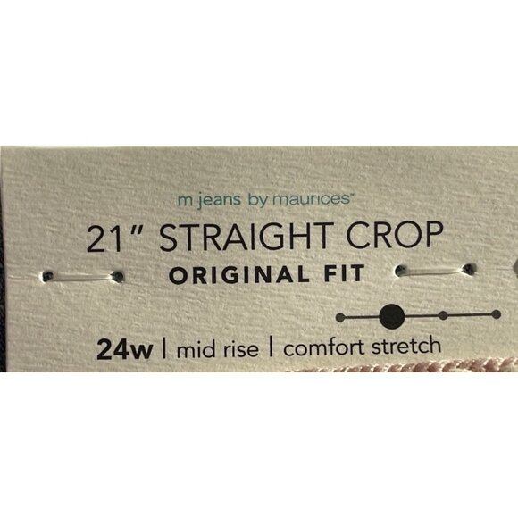 M Jeans by Maurices Womens Mid Rise 21" Straight Crop Jeans Size 24W OriginalFit - Picture 4 of 5